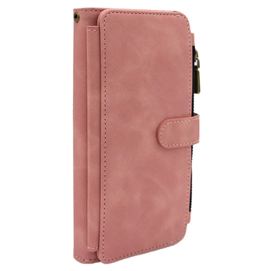 iPhone 16 Premio Wallet Luxury with Zipper Case Rose Gold